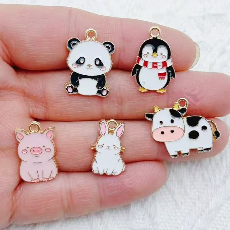 Jewelry Making Party - 10 ชิ้น จี้พวงกุญแจการ์ตูนเพนกวินแพนด้า DIY สไตล์เกาหลี จี้สร้อยคอ
