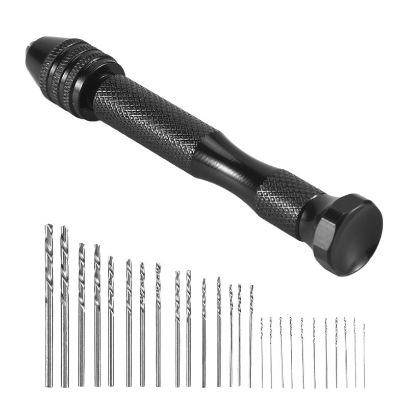 Jewelry Making Vise - 【ใหม่!A93G】 ชุดสว่านมือพร้อมแท่นจับชิ้นงานแบบแม่นยำ พร้อมดอกสว่านขนาดเล็ก 25 ชิ้น สำหรับงานโมเดล