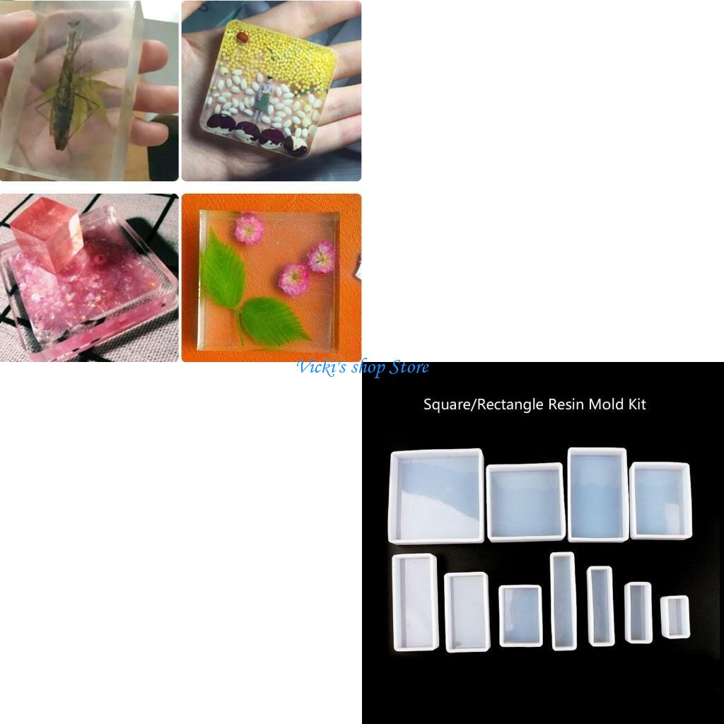 Jewelry Making For Beginners - สแควร์/สี่เหลี่ยมผืนผ้ารูปร่างอีพ็อกซี่แม่พิมพ์ DIY เรซิ่น DIY ของเล่นแม่พิมพ์ซิลิโคน