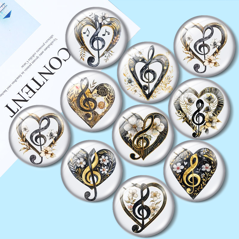 Jewelry Making Notes - จี้แก้วทรงหยดน้ำรูปโน้ตดนตรี/หัวใจ ขนาด 12/18/20/25 มม. สำหรับทำสร้อยคอ สร้อยข้อมือ