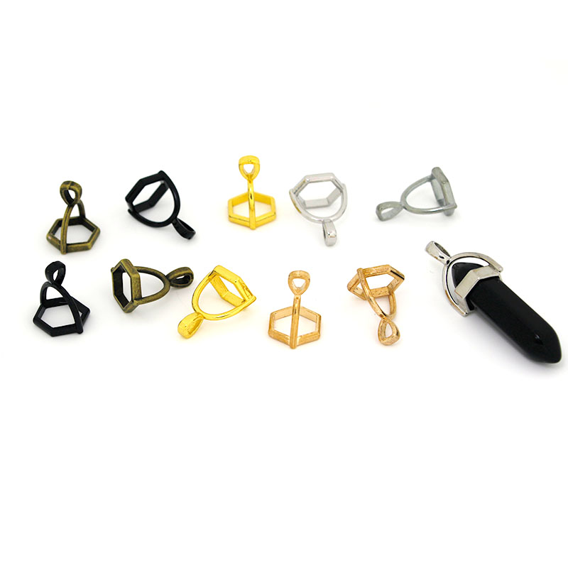 Jewelry Making Gemstones - 20 ชิ้นอัญมณีหกเหลี่ยมหมวกหินธรรมชาติคริสตัลเสาจี้หมวกสําหรับเครื่องประดับทําสร้อยคอจี้ตัวเชื่อมต่อ Clasp DIY