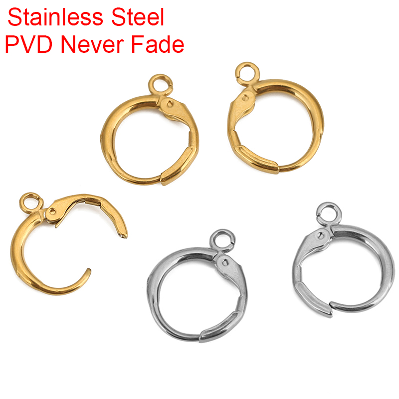 Jewelry Making Materials - 10pcs PVD ไม่เคยจางหายสแตนเลสต่างหูตะขอห่วง 12 มม.Hypoallergenic ต่างหู