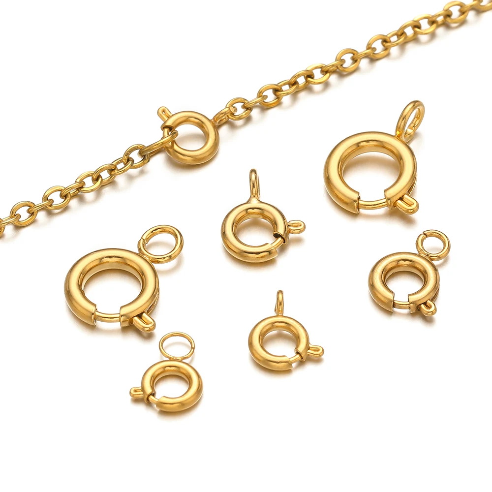 Jewelry Making Materials - ตัวล็อกสปริงสแตนเลสทรงกลม 10 ชิ้น ตัวล็อกแบบก้ามปู สำหรับเชื่อมต่อสร้อยคอ ทำเครื่องประดับแฟชั่น