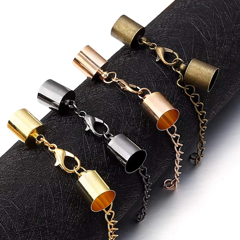 Jewelry Making Brass - ฝาครอบสายหนัง 10 ชุดพร้อมตัวล็อคล็อบสเตอร์ขยายโซ่สำหรับเครื่องประดับ DIY สร้อยข้อมือสร้อยคอตัวเชื่อมต่ออุปกรณ์เสริม