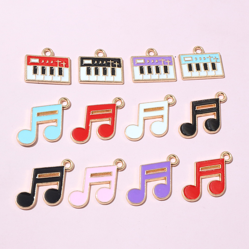 Jewelry Making Notes - 20ชิ้นโน้ตดนตรีเสน่ห์จี้20x18มิลลิเมตรเคลือบเพลง Symbo โลหะผสมโลหะเครื่องประดับ DIY ทำอุปกรณ์วัสดุ