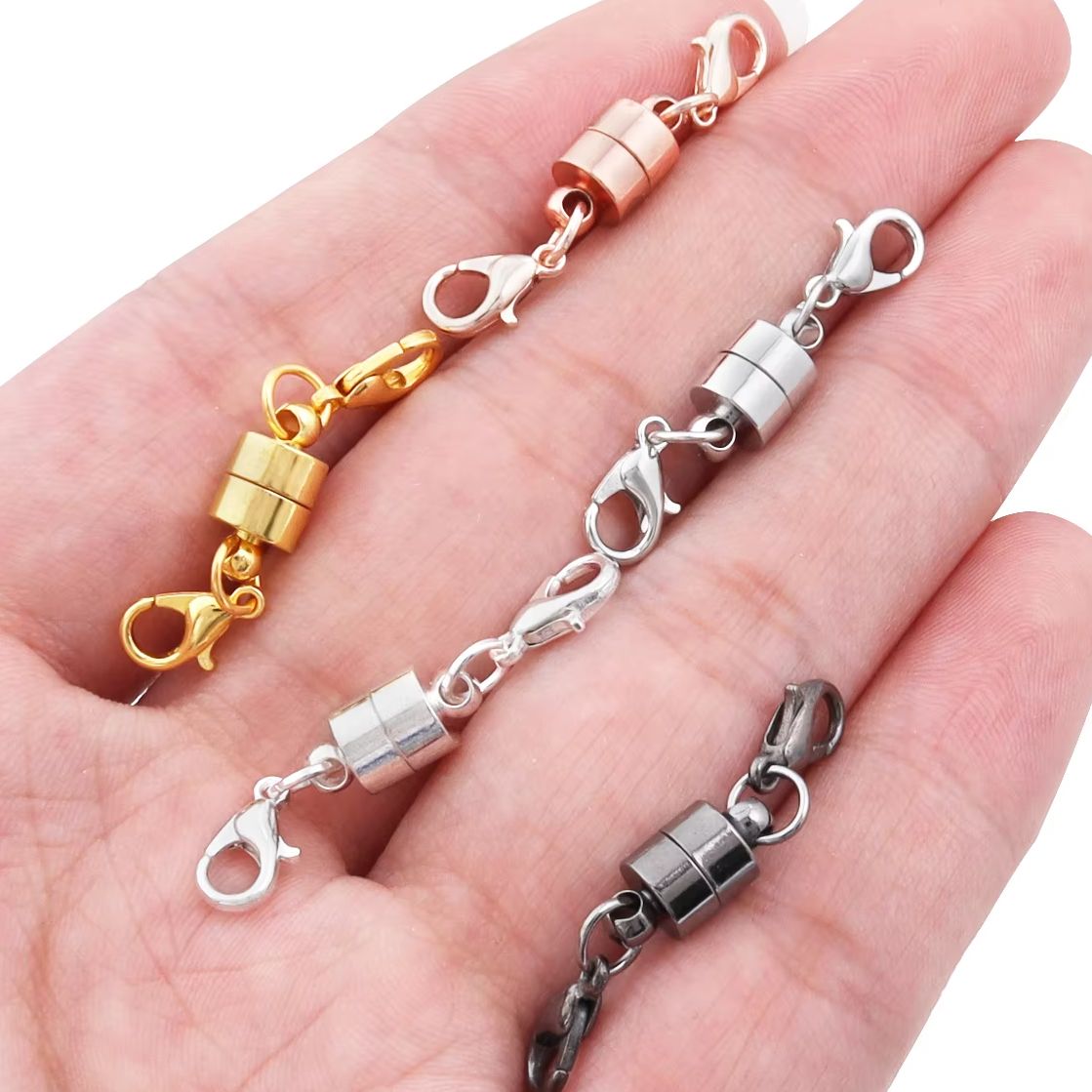 Jewelry Making Brass - ตัวล็อคแม่เหล็ก 5 ชุด/ชุด พร้อมตัวล็อคแบบก้ามปู สำหรับทำเครื่องประดับ DIY