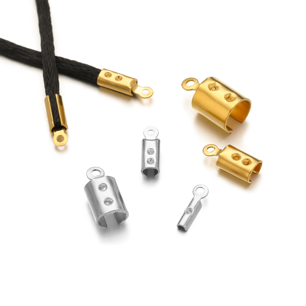 Jewelry Making Materials - 50pcs สแตนเลสสตีลคุณภาพสูง CRIMP End ลูกปัดหมวกหนังคลิปสําหรับเครื่องประดับ DIY