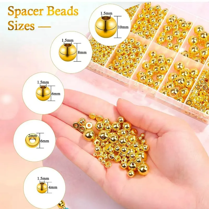Jewelry Making Online - 1000pcs Golden Spacer ลูกปัดชุด CCB Ball