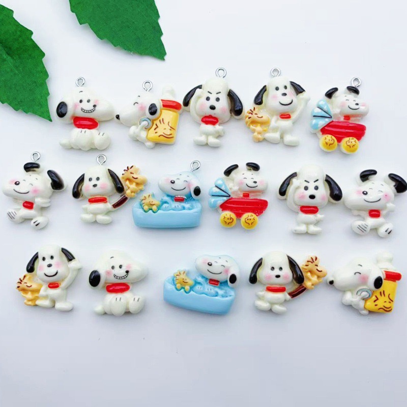 Jewelry Making Party - จี้รูปสุนัขการ์ตูนเรซิ่น 12 ชิ้น, ต่างหูทำเอง DIY, อุปกรณ์เสริมพวงกุญแจ