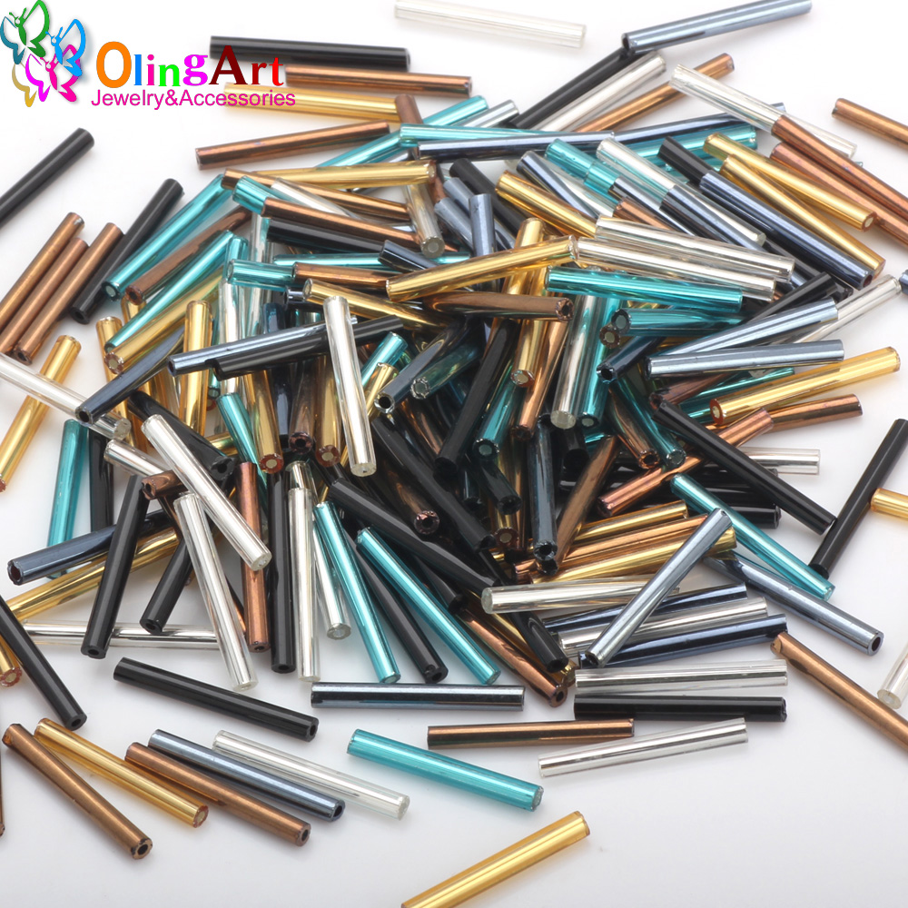 Seed Bead Tube - OlingArt METALLIC หลอดหลากสี 2.5x20 มม.45 กรัม/ล็อตแก้วลูกปัด