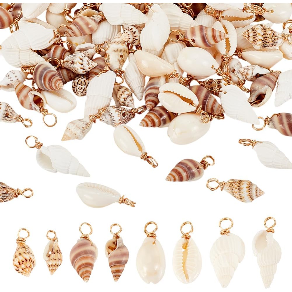 Jewelry Making Online - 100pcs 4 รูปแบบเปลือกหอยธรรมชาติ Charms จี้เปลือกหอย Link