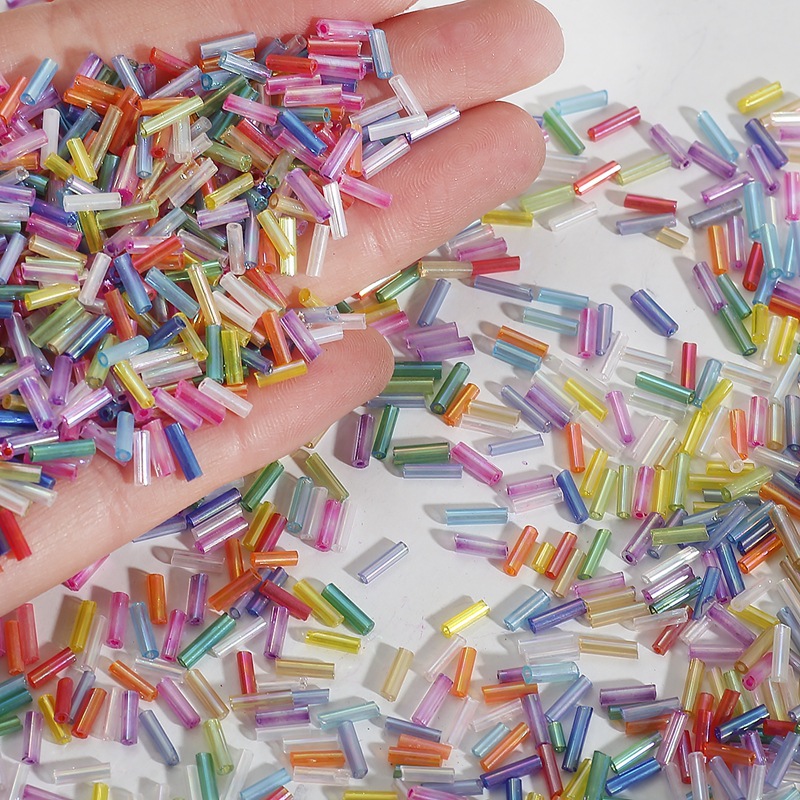 Seed Bead Tube - ลูกปัดคริสตัลรูปทรงข้าว 2x7 มม. 600 ชิ้น/ล็อต ลูกปัดแก้วทรงหลอด
