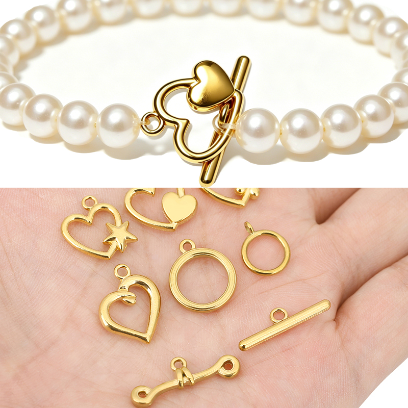 Jewelry Making Brass - ตัวล็อคแบบ OT สแตนเลสเคลือบ PVD 5 ชุด