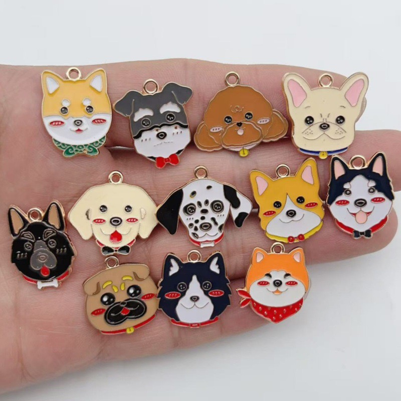 Jewelry Making Party - จี้โลหะผสมรูปสุนัขลายจุดการ์ตูน 12 ชิ้น สำหรับทำเครื่องประดับ DIY ต่างหู