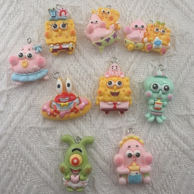 Jewelry Making Party - จี้เรซิ่นลายการ์ตูน 10 ชิ้น, ต่างหูทำเอง DIY, อุปกรณ์เสริมพวงกุญแจ
