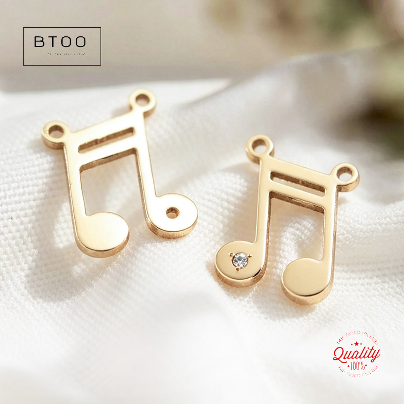 Jewelry Making Notes - จี้รูปโน้ตดนตรี ทนต่อการหมอง 14K ชุบทอง เหมาะสำหรับทำเครื่องประดับ DIY