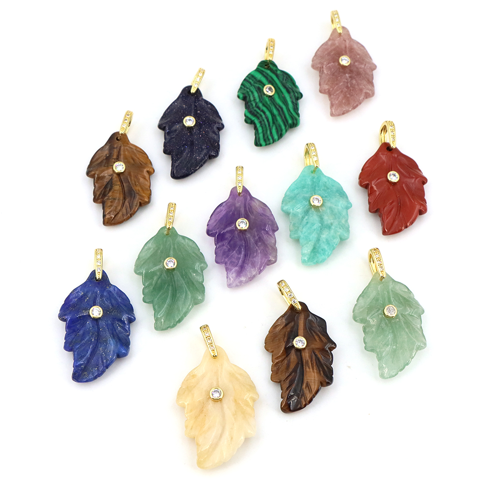 จี้หินธรรมชาติรูปใบไม้ คริสตัล - Jewelry Making Gemstones บทวิจารณ์และราคา