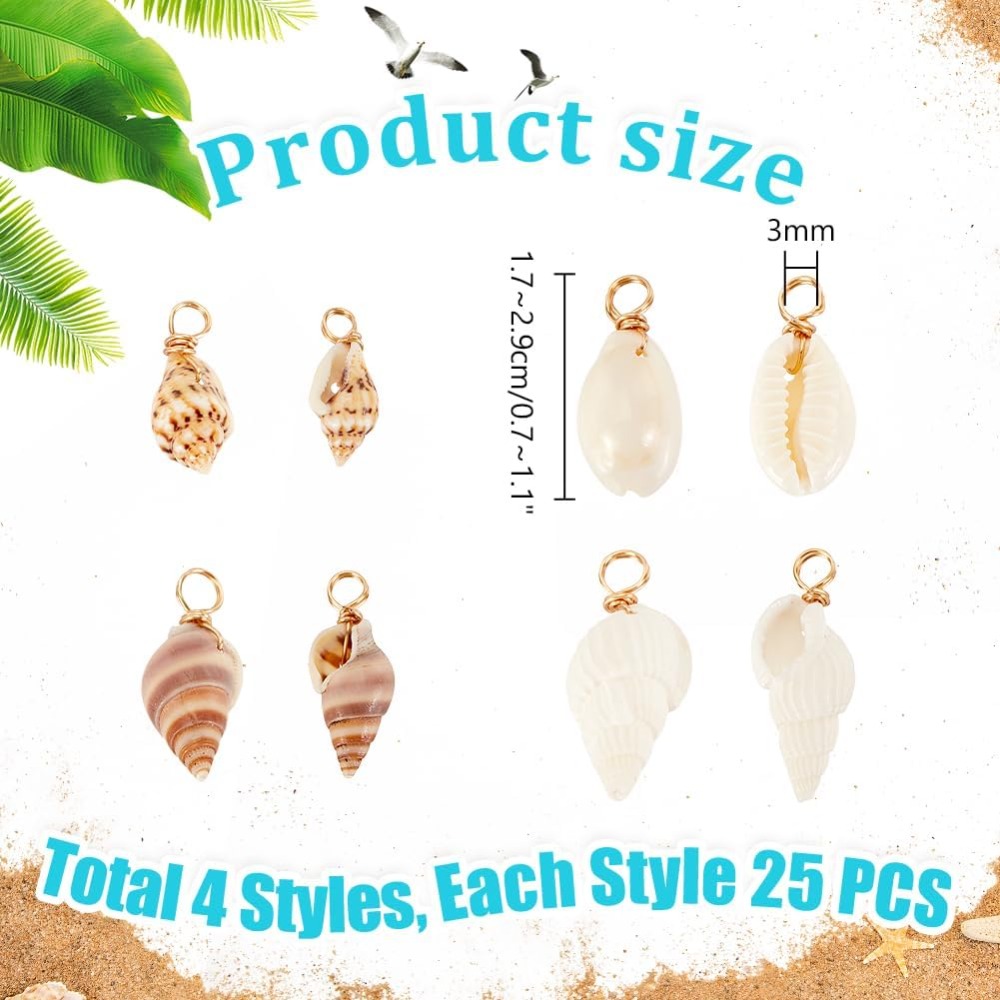 100pcs 4 รูปแบบเปลือกหอยธรรมชา - Jewelry Making Online บทวิจารณ์และราคา