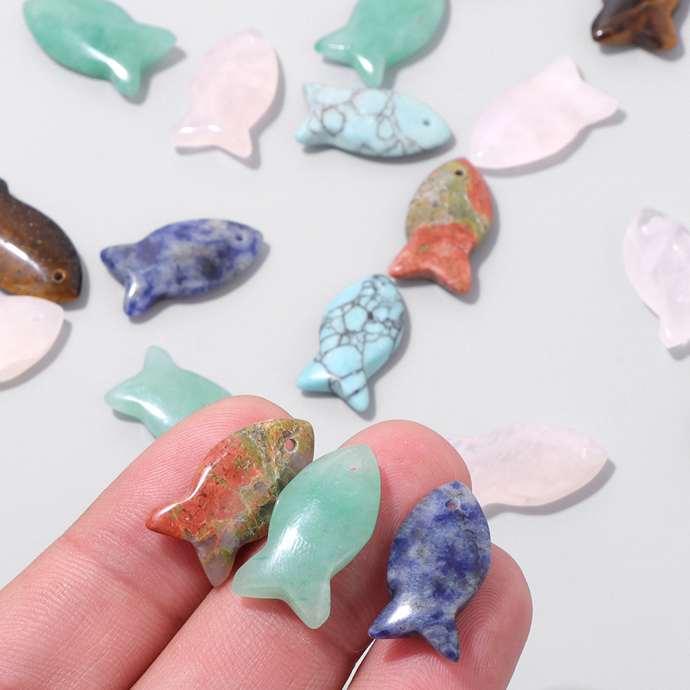 2 ชิ้นปลารูปร่างหินธรรมชาติจี้ - Jewelry Making Gemstones บทวิจารณ์และราคา