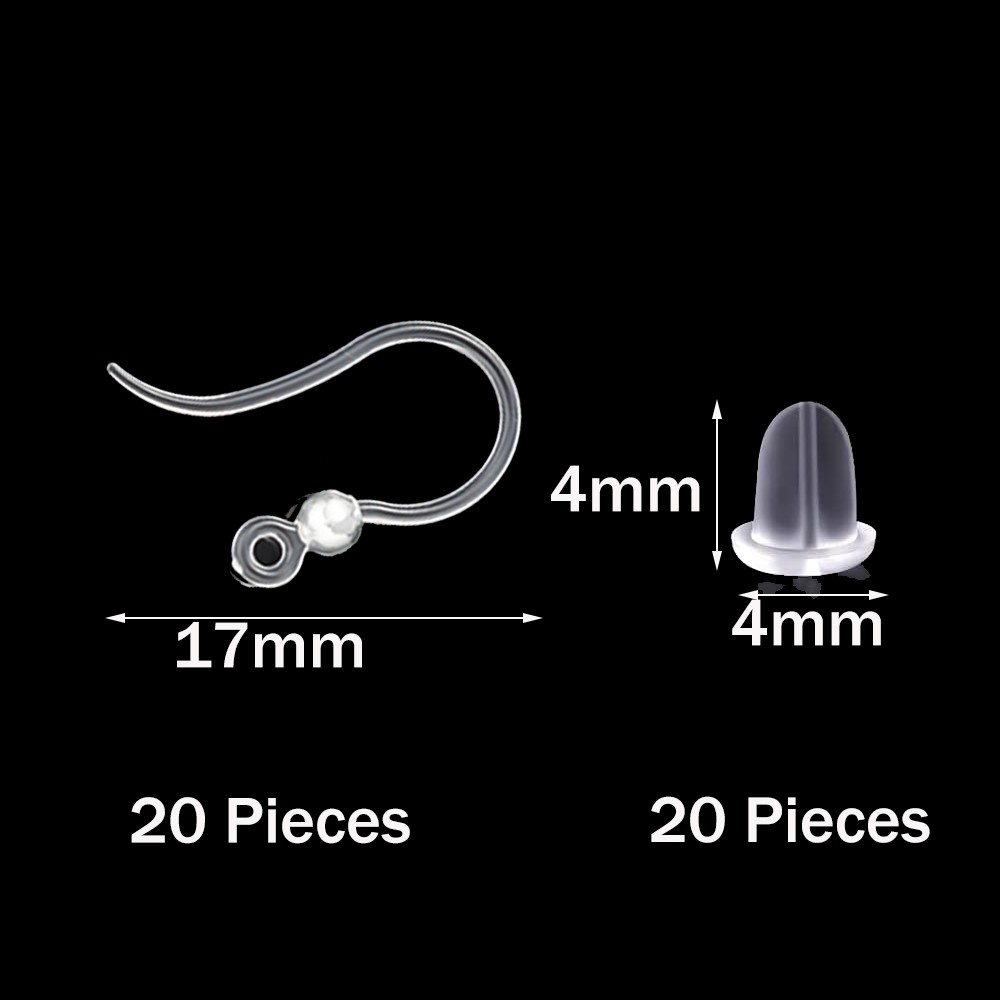 ตะขอเกี่ยวต่างหูพลาสติกใส 40 ช - Jewelry Making Materials บทวิจารณ์และราคา