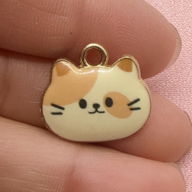 จี้โลหะผสมรูปหัวแมวพิมพ์ลาย 12 - Jewelry Making Party บทวิจารณ์และราคา
