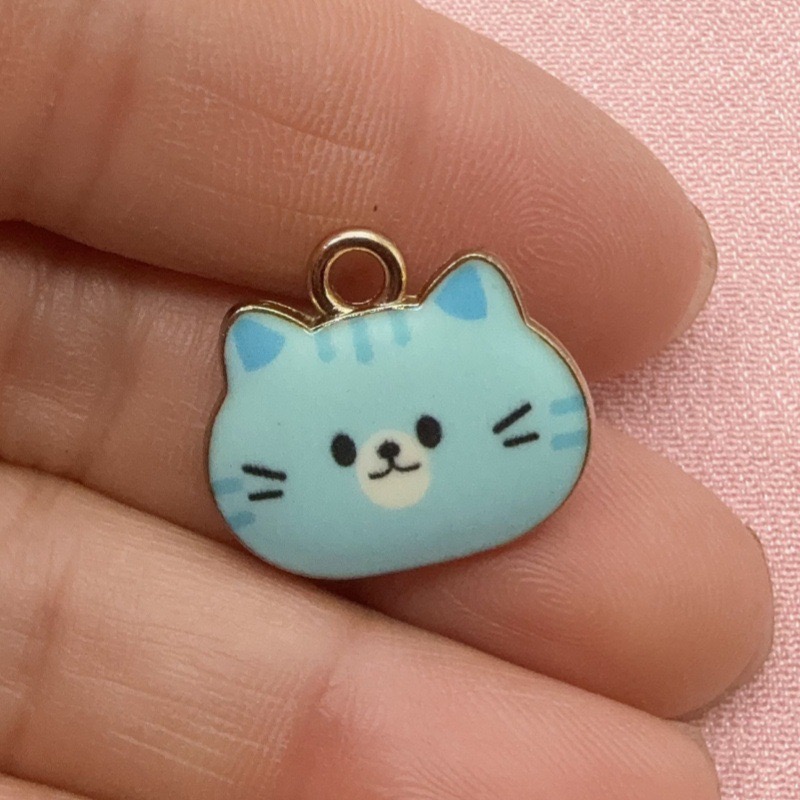 จี้โลหะผสมรูปหัวแมวพิมพ์ลาย 12 - Jewelry Making Party บทวิจารณ์และราคา