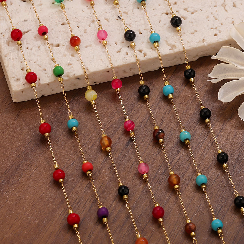 โซ่ลูกปัดหินธรรมชาติทรงกลมสแตน - Jewelry Making Gemstones บทวิจารณ์และราคา