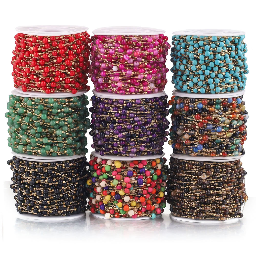 โซ่ลูกปัดหินธรรมชาติทรงกลมสแตน - Jewelry Making Gemstones บทวิจารณ์และราคา
