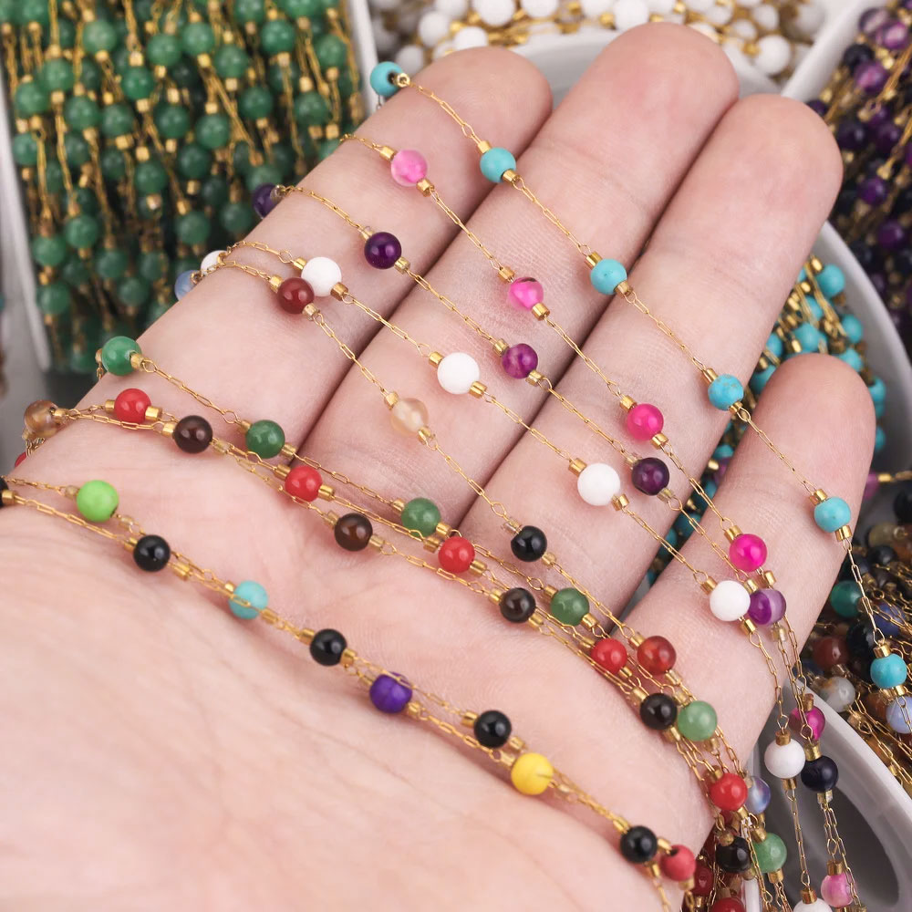 โซ่ลูกปัดหินธรรมชาติทรงกลมสแตน - Jewelry Making Gemstones บทวิจารณ์และราคา