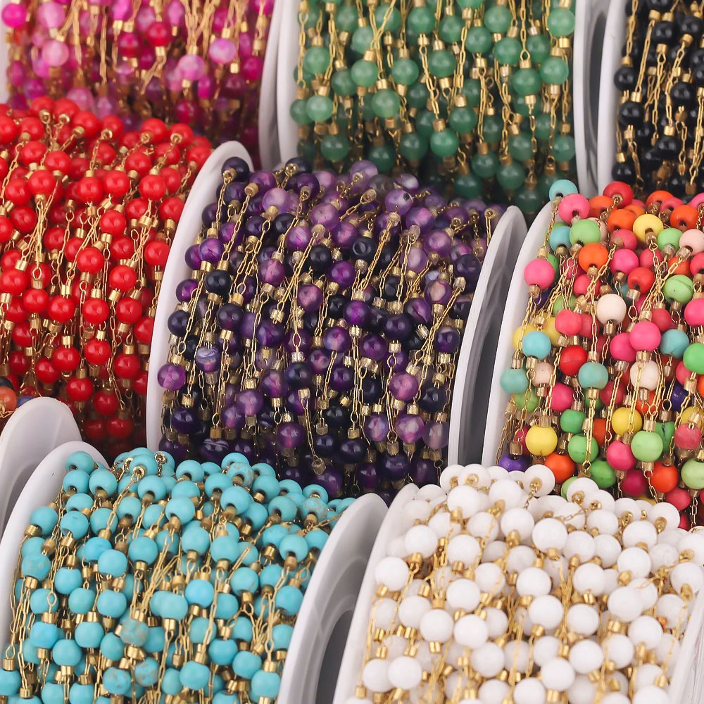 โซ่ลูกปัดหินธรรมชาติทรงกลมสแตน - Jewelry Making Gemstones บทวิจารณ์และราคา