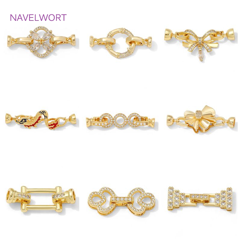 1/2 ชิ้น ตัวล็อคแบบมุกชุบทอง 1 - Jewelry Making Brass บทวิจารณ์และราคา